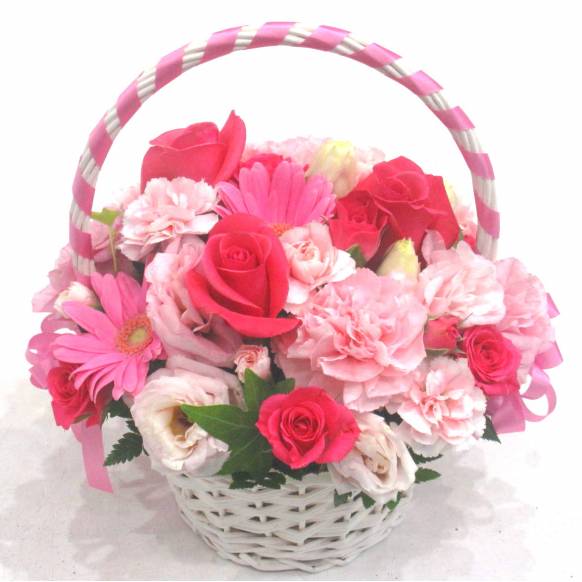 《Flower arrangement》Pink Ribbon Basket