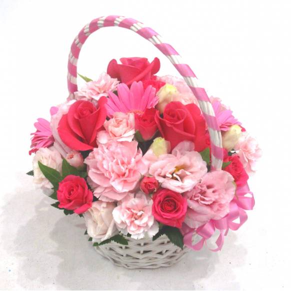《Flower arrangement》Pink Ribbon Basket