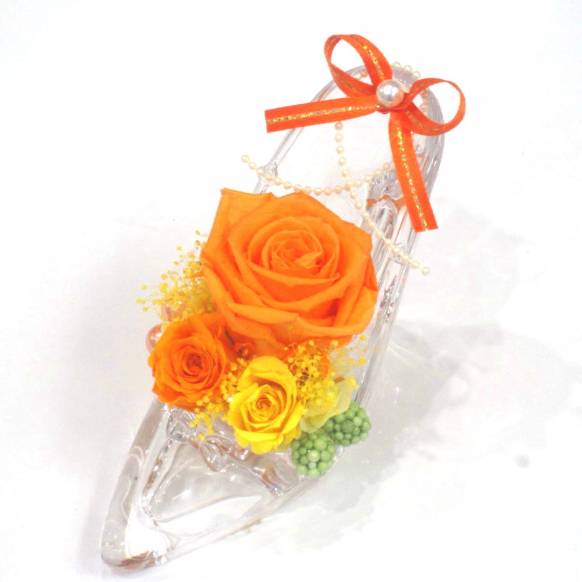 花キューピット加盟店 店舗名：花樹園
フラワーギフト商品番号：902242
商品名：《Preserved Flower》Acrylic High heels Orange