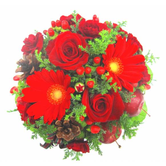 《Flower arrangement》Basket with Buttons Red